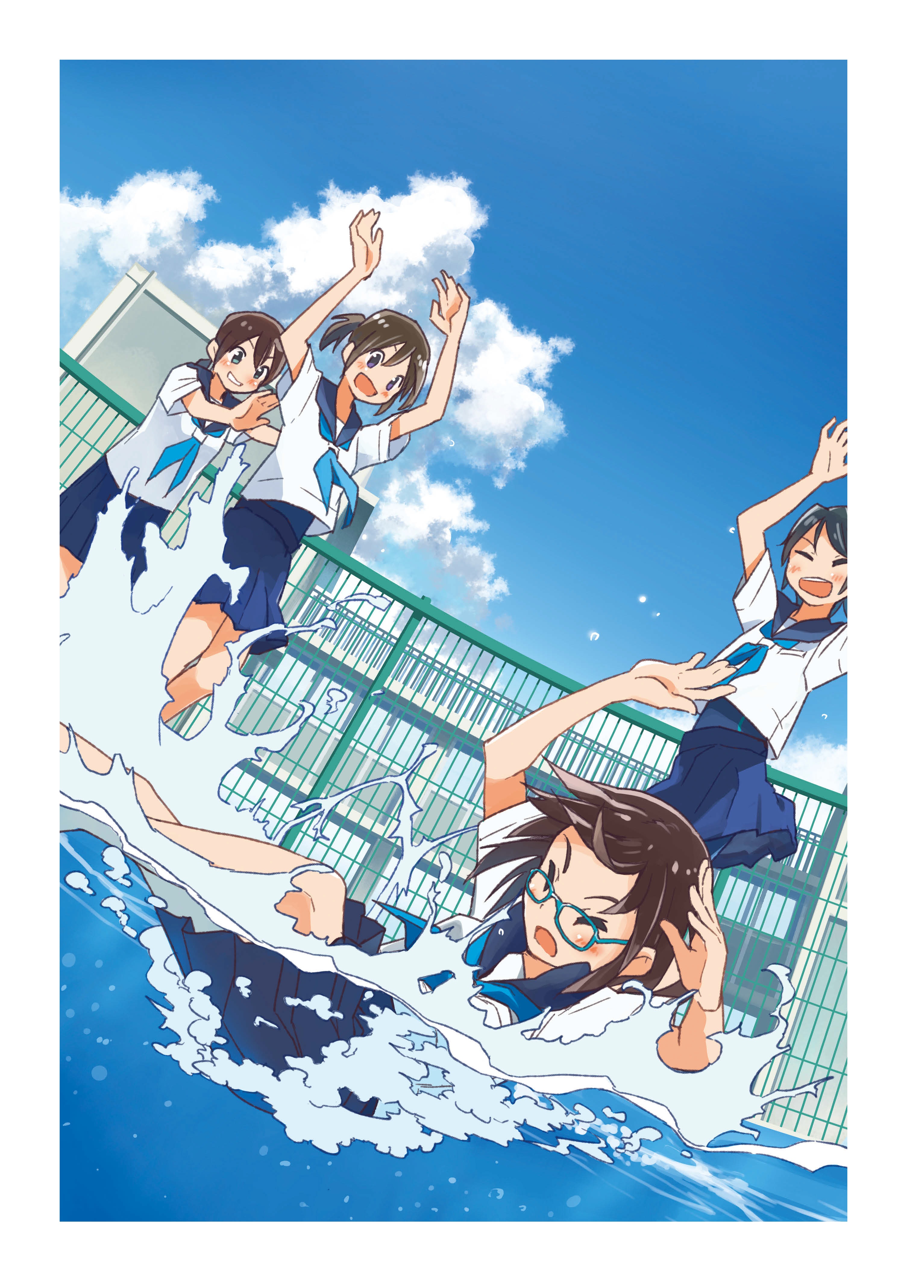 Kusakabe Bike Shorts Megane School Swimsuit Seifuku Shirt Lift Skirt